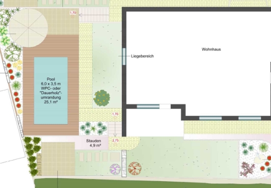 Puristisch angehauchter Mehrfamiliengarten