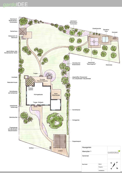 Großer Hausgarten mit romantischen Elementen