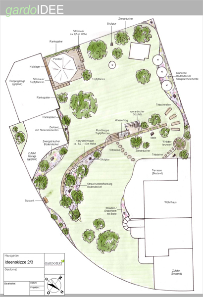 Mediterraner Garten mit Wasserspiel