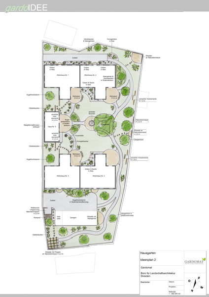 Wohnhof mit modernen und natürlichen Aspekten