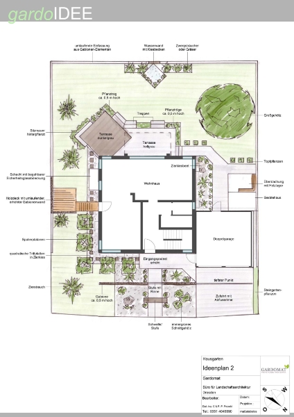 Moderner Garten mit Höhenunterschied