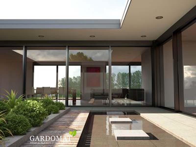 Puristischer Garten mit pflegeleichten Pflanzen