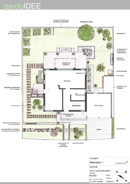 Moderner Garten mit Höhenunterschied