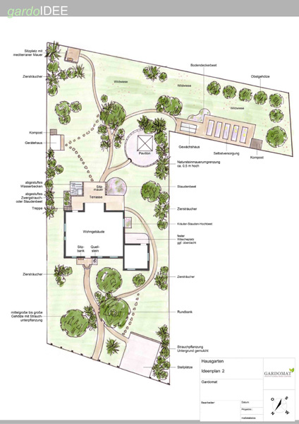 Großer Hausgarten mit romantischen Elementen