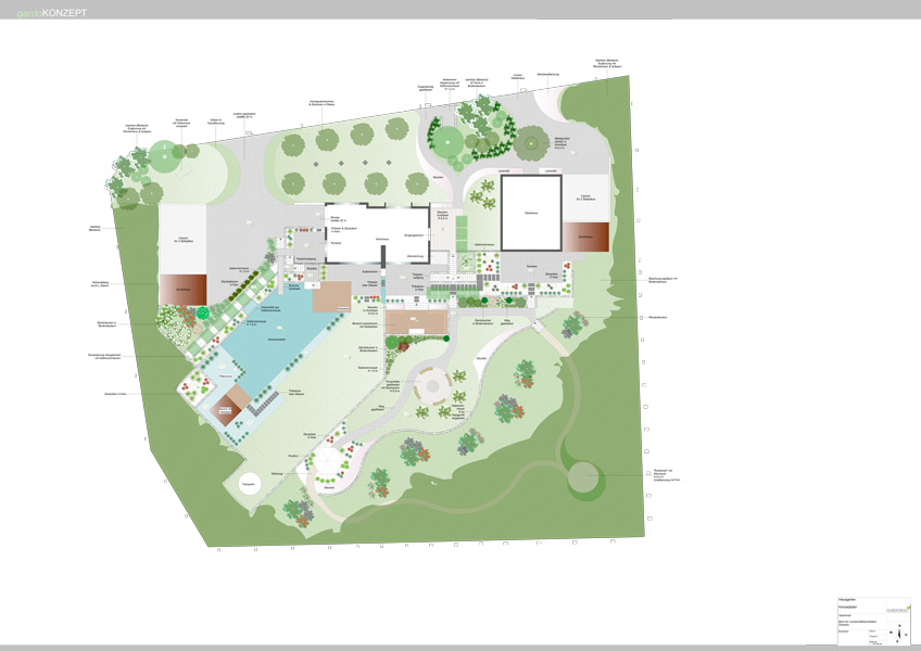 Hanggarten mit geraden und organischen Formen