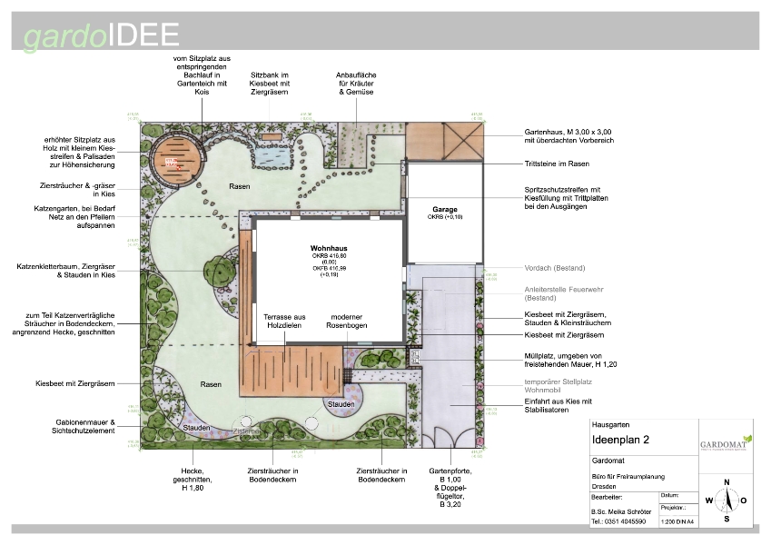 Moderner romantischer Garten mit japanischen Flair