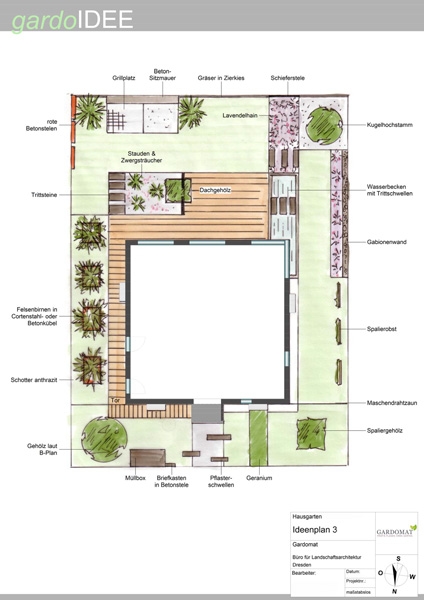 Kleiner Garten mit puristischen Elementen