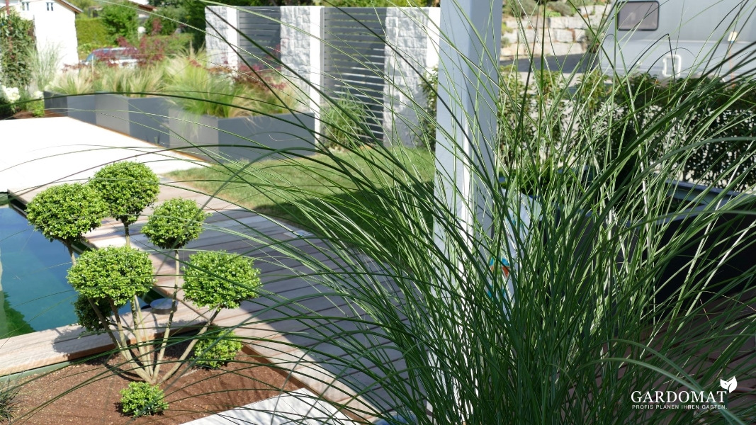 Moderner Garten mit Koiteich