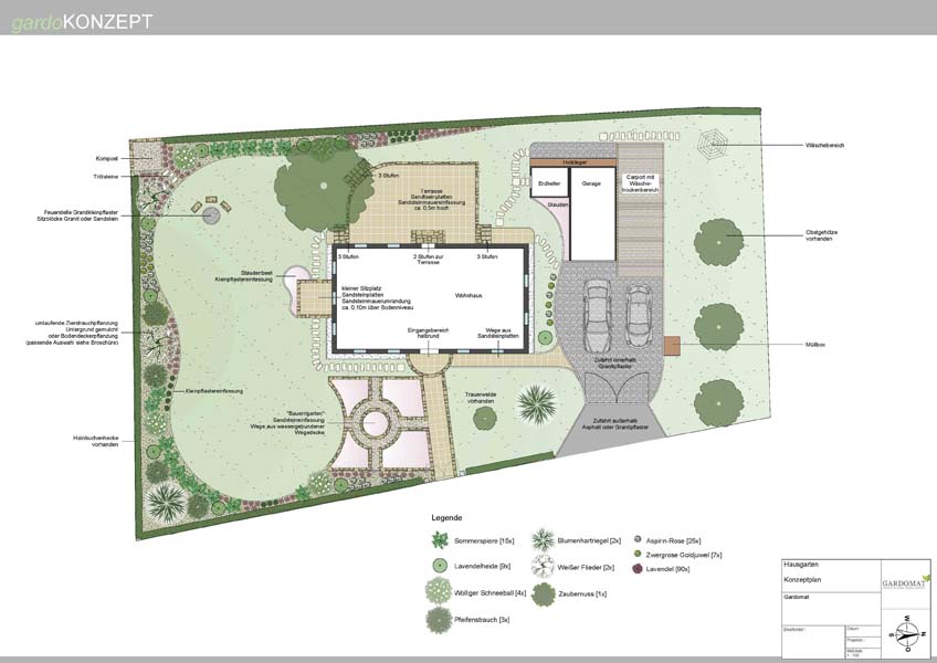 Romantischer Garten mit Sandsteinelementen