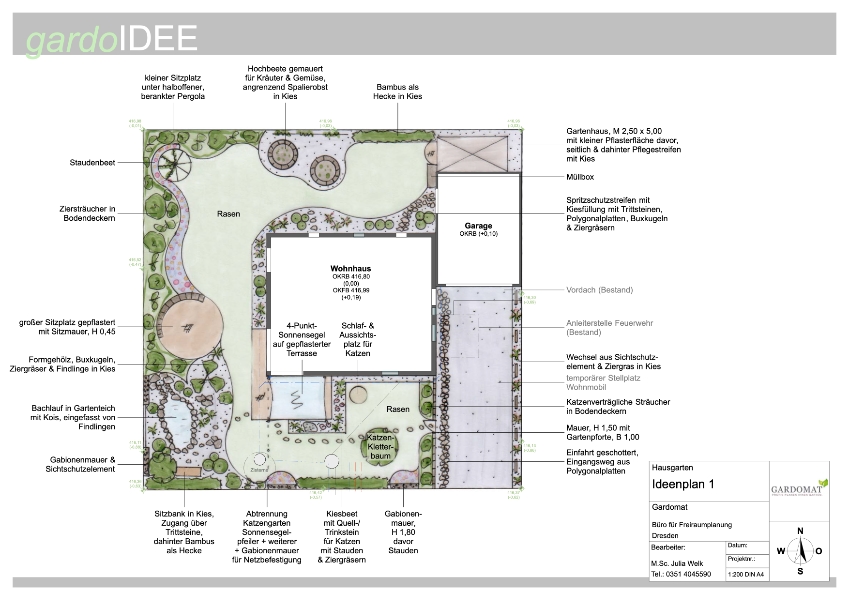 Moderner romantischer Garten mit japanischen Flair